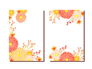 秋の菊のイラストフレーム