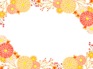 秋の菊のイラストフレーム