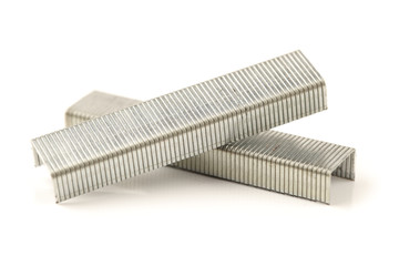 Staples for a stapler on a white background.