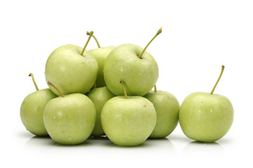 Green apples isolated on white background