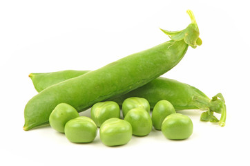 Fresh pea isolated on wodd background