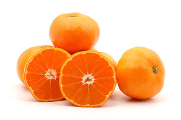 Orange fruit on the white background