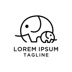 Elephant mom and child Logo Design Template