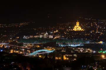 Night view of Tbilisi from the top of Sololaki Hill