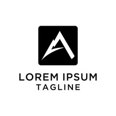 Initial Logo A Mountain Negative Space, Logo Template