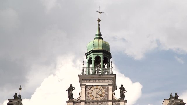 Kol&iacute;n, Czech Republic   - 27  July  2019: The detail of gothic cathedral in Kolin on The historical centre of the town  administrative building..Editorial.