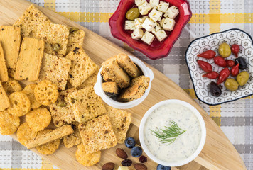 Cheese sticks and crisps.