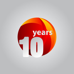 10 Years Anniversary Red Ball Vector Template Design Illustration