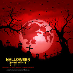Halloween red scary night vector background
