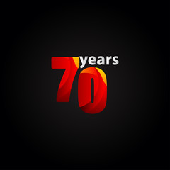 70 Years Anniversary Red Light Vector Template Design Illustration