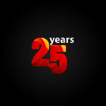 25 Years Anniversary Red Light Vector Template Design Illustration