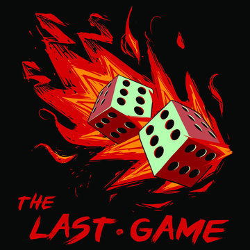 burning dice illustration graphic design 