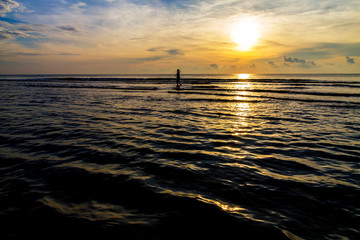 Woman with bikini exercise on beach