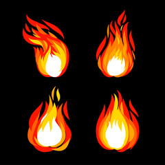 Flame burning brush drawing style