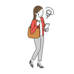 Woman with smartphone isometric illustration