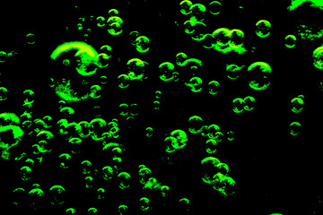 Beautiful abstract texture close up color black and green  bubbles background and wallpaper