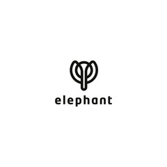 elephant line art logo template. vector