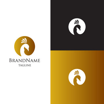 Peacock logo template . Luxury elagant feminine for cosmetic brand