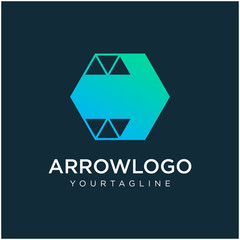 Go Arrow hexagon abstract logo design. next icon. Delivery icon. Web, Digital, Marketing, Network icon. construction concept. -vector