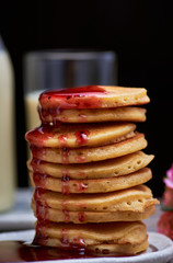 Milk and pancake for morning meal