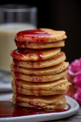 Milk and pancake for morning meal