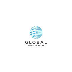 global tech logo design. vector