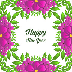 Beauty of purple flower frame, for wallpaper card happy new year. Vector
