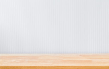 Abstract Natural wood table texture isolated on white background : Top view of plank wood for graphic stand product, interior design or montage display  product.