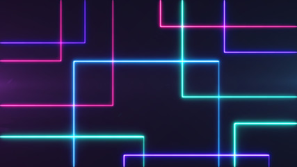 Abstract Neon bright lens flare colored on black background. Laser show colorful design for banners advertising technologies