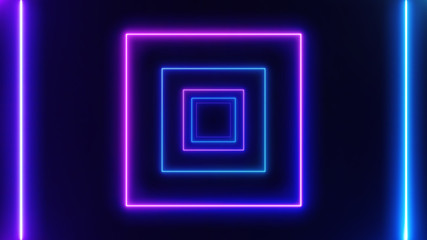 Abstract Neon bright lens flare colored on black background. Laser show colorful design for banners advertising technologies