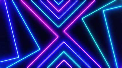 Abstract Neon bright lens flare colored on black background. Laser show colorful design for banners advertising technologies