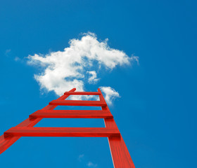 ladder up to sky isolated in white background - 3d rendering