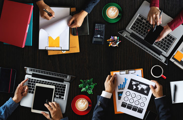   Business people in a stock market meeting. People corporate business team concept