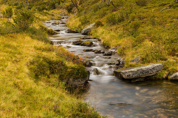 Little wilderness creek streaming in nature