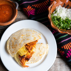 Mexican quesadilla with pork also called 