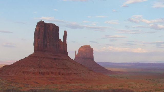 Timelapse of stone buttes at Monument Valley, the classic shooting location of many western films.