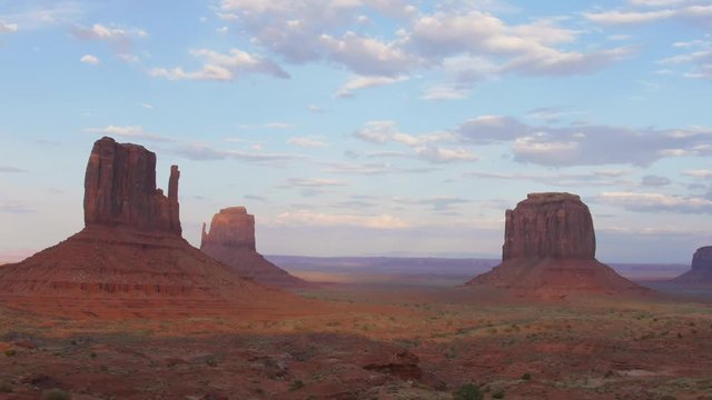 Timelapse of stone buttes at Monument Valley, the classic shooting location of many western films.