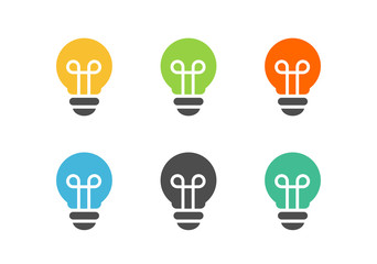 Collection of simple lightbulbs, simple light bulb icon set - Vector