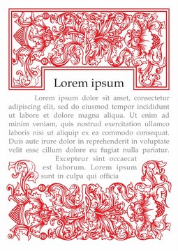 Book frontispiece title page decorative design in retro Soviet style. Vintage template with flowers, vector retro background, Festive design of the Soviet Union.
