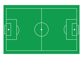 green soccer field with a soccer ball.Soccer or football stadium pitch field vector illustration.
