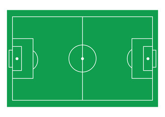 green soccer field with a soccer ball.Soccer or football stadium pitch field vector illustration.