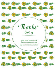 Thanksgiving card collection, cute orange flower frame. Vector