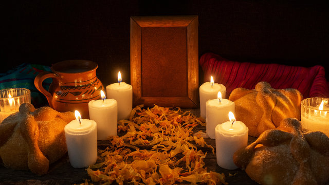 Day of the dead altar with bread