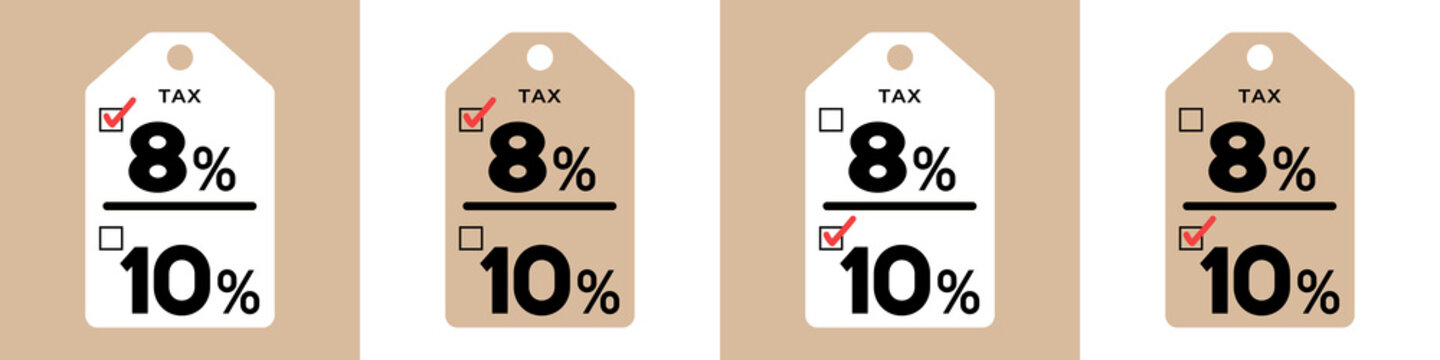 税金・消費税・増税イメージ素材：シンプルなの税率表示タグ - 8%・10%