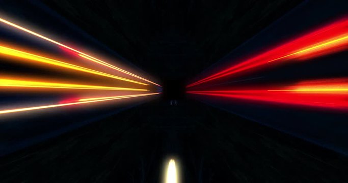Super fast car night traffic lights. City life, urban scene, car light trails, transport and traffic concept. Long exposure, Travel concept, Science hyperspeed teleport movement, warp speed.