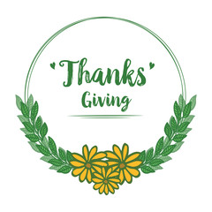 Obraz premium Invitation and greeting card of thanksgiving, plant of orange flower frame. Vector