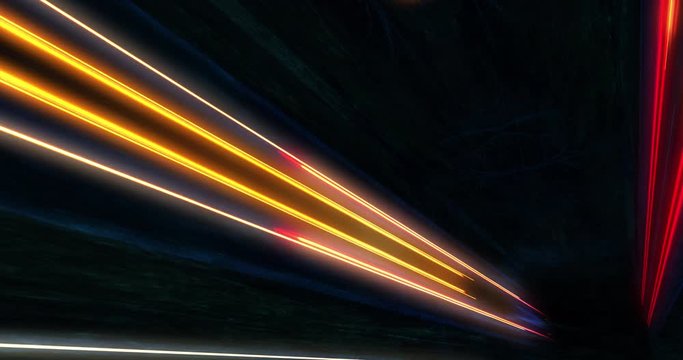 Super fast car night traffic lights. City life, urban scene, car light trails, transport and traffic concept. Long exposure, Travel concept, Science hyperspeed teleport movement, warp speed.