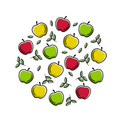 natural healthy aplle vector background with flat icons design	