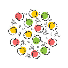 natural healthy aplle vector background with flat icons design	