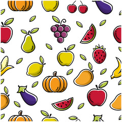 Obraz premium natural healthy food and vegetables vector background with flat icons design